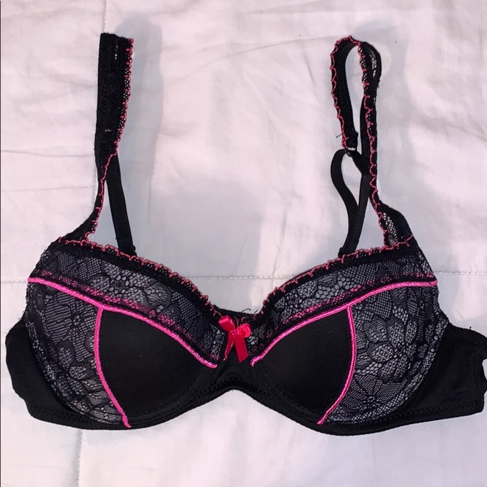 Pink and black Lacey bra